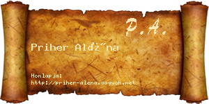 Priher Aléna névjegykártya